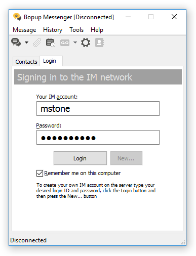 Login to the IM network interface